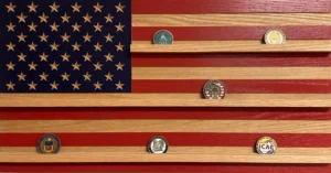 usa challenge coin wood flag for coins or medals