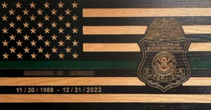 u.s. customs and border protection (CBP) wood flag