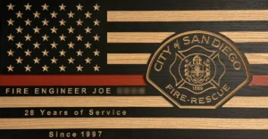 San Diego Fire Rescue wood flag sdfd wood flag