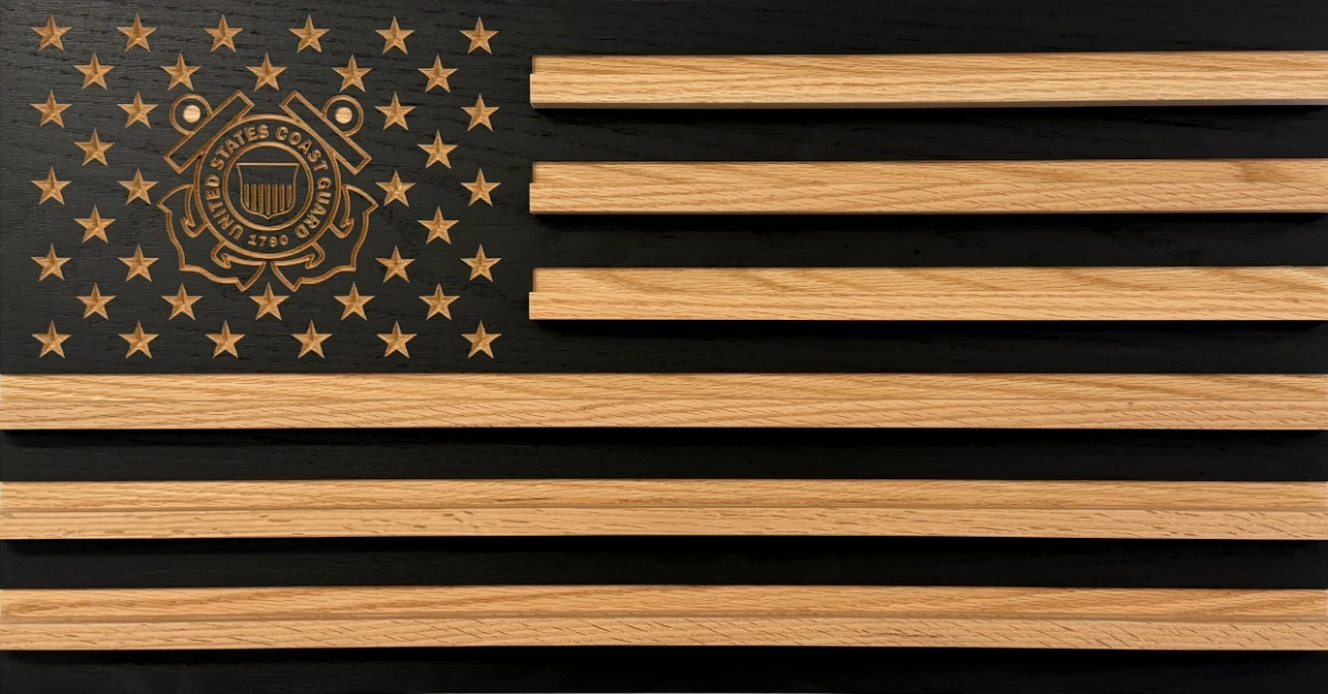 coast guard challenge coin wood flag