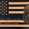 thin blue line wood flag with homeland security investigations (hsi) badge