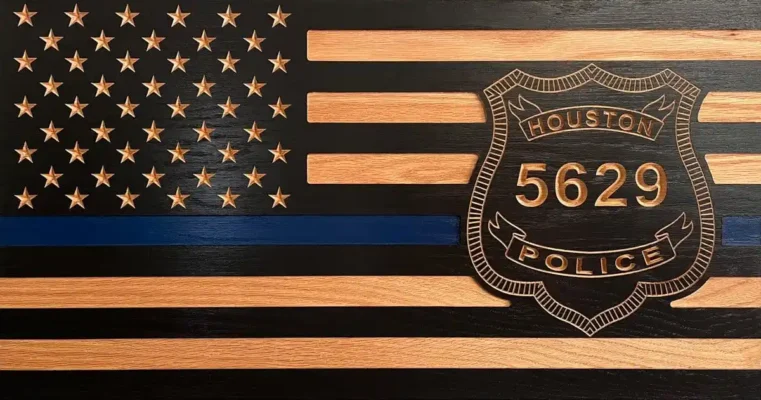 houston police department (hpd) wood flag