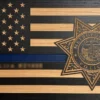 thin blue line lvmp wood flag for the Las Vegas Metropolitan Police Department